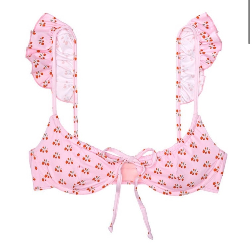 Frankie's bikinis birdie swim top in baby berry strawberry